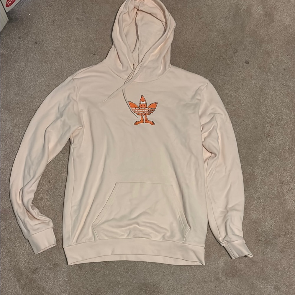 adidas Cream Hoodie with Orange Logo